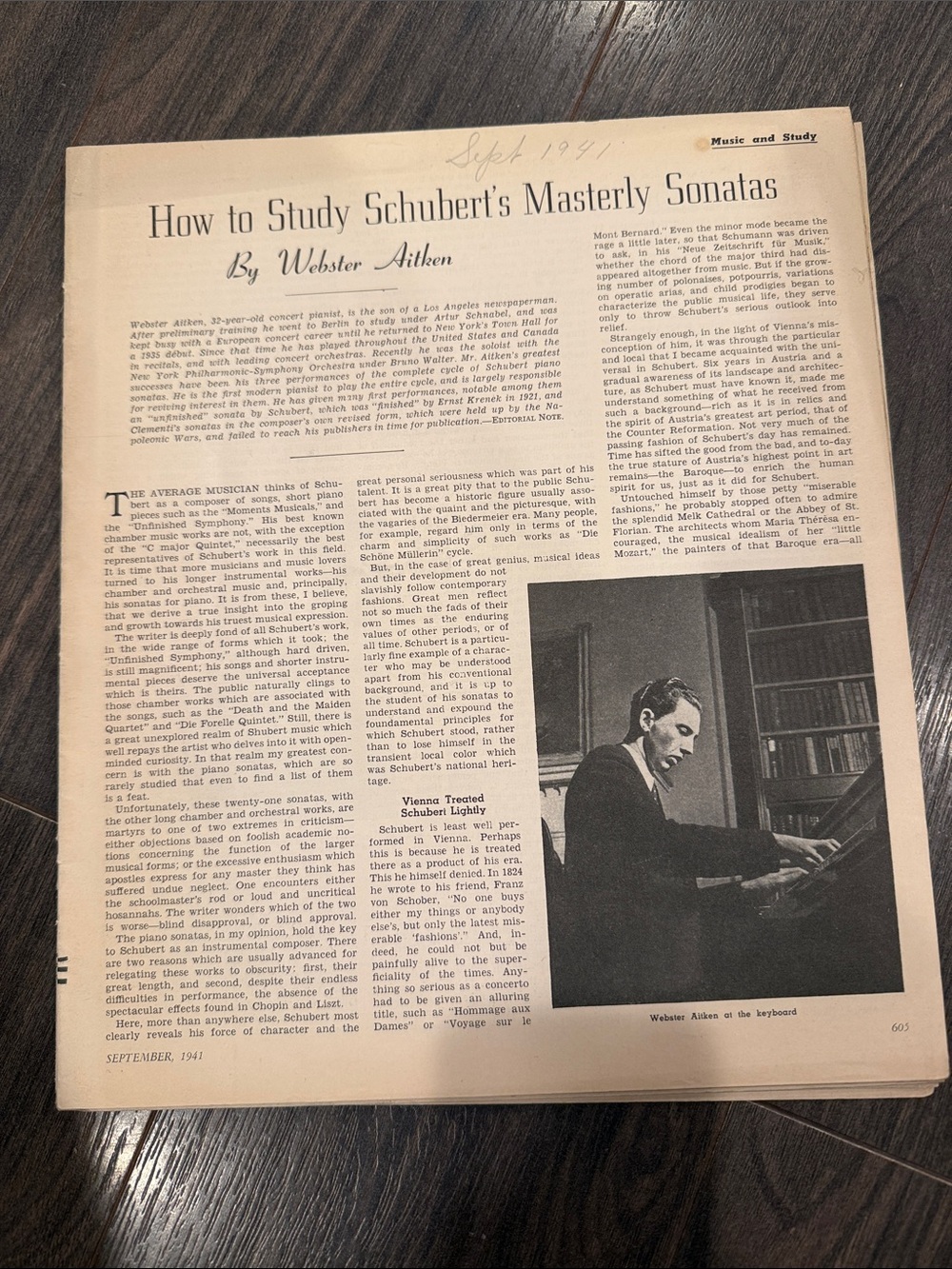 Vintage Sheet Music - 'How to Study Schubert's Masterly Sonatas' - Cream